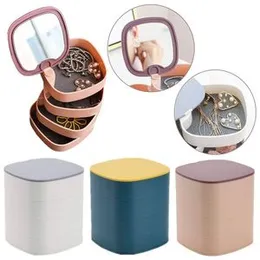 Multicolour Jewelry Box Organizer 4 Layer 360Â° Rotating Mirror Dustproof Travel Storage Case for Necklace Bracelet Rings Earrings Makeup Accessories