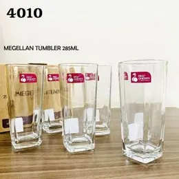 6Pcs Water 7 juice Glasses Square Base Drinking Glass Set (Red Cherry)