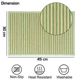 HOKIPO Reversible Bamboo Placemats Set of 4 Table Mats, 45x30 cm, Green (AR2814)