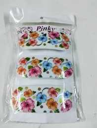 Pinky and Green Flower Printed White Hair Clip for Women