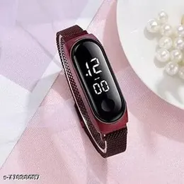 Royallove LED Screen Magnet Buckle Strap Casual Fashion Waterproof Electronic Couple Watch(Blue Circle)