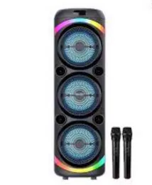 KBRoad KTS-2143 Portable Bluetooth Party Speaker Karaoke 60W 8-Inch Woofer Wireless Microphone RGB Lights Trolley Wheels Rechargeable Battery FM Radio