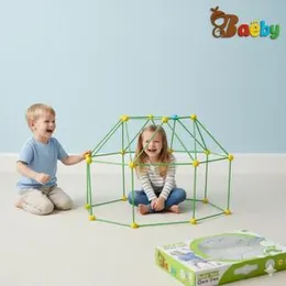 Building Kit, Glow in The Dark Fort Building Kit for Kids 4-8, DIY Creative Tent for Boys & Girls, Air Fort Builder Building Toys for Kids STEM Toys G