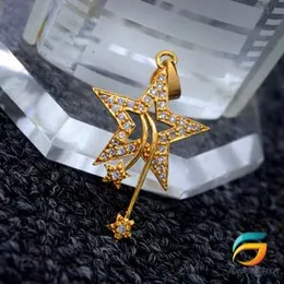 Gold Plated Pendant Medium Star Vaalmiki Pendant With White Stone Fashion Stylish Rich Look Pendant For Women.