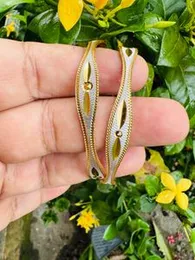 Gold Plated Rich Look Wave Design Charm Bangle Bracelet with White Plate Mix for Women & Girls