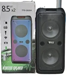 Double 8.5 Inch Bass Bluetooth Speaker with Remote & Wired Mic - Wireless TTD-2810A