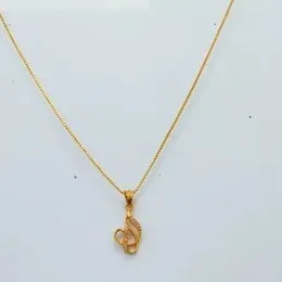 Gold Plated 1mm Box Chain With Artful Casting Pendant for Women.