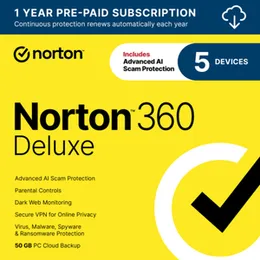 Norton 360 Deluxe 2025 (1 Year, 5 Devices)