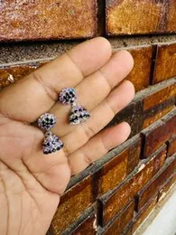 Silver Color Small Cute Jimikki Drop Earrings with Multi-Color Stones for Women and Girls