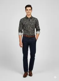 Short sleeve printed slim fit actor shirt SA45C