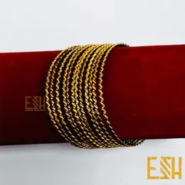 12 Piece ESH Classic Round Zig Zag Thin Wire Charm Bangles Set for Women