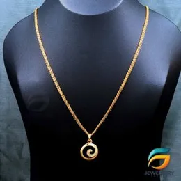 Gold Plated Chain With Pendant 18/24 inch 02MM Bismark Chain with Medium Derana Pendant Necklace for Ladies & Girl Gold Plated Chain With Pendant 18/2