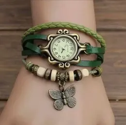 Antique Women Watches Leather Wrapped Bracelet Women Quartz Wristwatch Ladies Clock Gift Watch