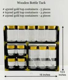 Wooden Spice Bottle Rack with 12 Spice Bottles and spoon