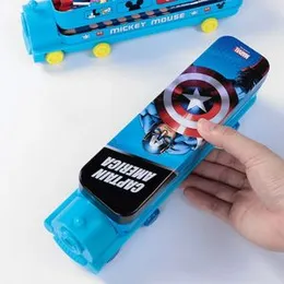 Disney stationery box double layer multifunctional primary school students large capacity iron pencil box cars