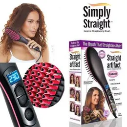 Simply Straight Ceramic Hair Straightening Brush, Black/Pink