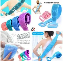 Silica gel Bath brush Towel two stop scrubbing belt body Scrub Silicone Back Scrubber for Shower Soft Rubbing Massage Bubble with Body Cleaner and Sha