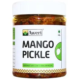 Aweri Mango Pickle (400g): Must Have Tangy, Spicy Delight | 100% Natural Homemade Taste | Low Salt | Less Oil | Made with Cold Pressed Mustard Oil | H