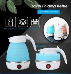 Foldable Kettle, Travel Kettle Foldable with Stainless Steel Base, Foldable Silicone Kettle, Portable Mini Kettle Camping, Travel Kettle, 0.6 Litres