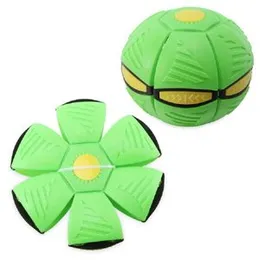 Kids Flying Flat Ball Disc - Catch Throw Frisbee Pop Up Outdoor UFO Design Transform Soft Plastic Flexible Suction Cup Shape Beach Garden Toy