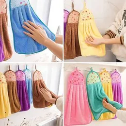 2PCS Coral Velvet Hanging Hand Dry Towels for Kitchen & Bathroom