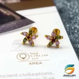 Gold Plated Multi colour Earring Flower Theme for Women Beautiful earring.