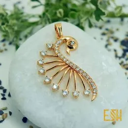 ESH Stylish Rich Look Good Quality Gold Plated King Size New Hansa Theme Pendant with Stone for Women