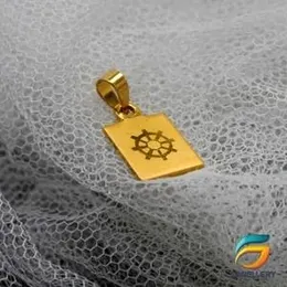 Gold Plated Pendant Stylish Dharmachakra Box Shape Rich Look For Men.