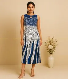 Blue with White & Black SL IC FROCK 02