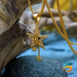 Gold Plated 02MM Bismark Chain Guaranteed 18/24 inch Chain with Pendant Star Vaalmiki Necklace for Ladies & Girl.