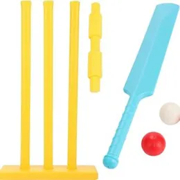 Full Set Bat and Ball with Wickets and Bail Toy for Kids Bat & Ball Children's Plastic Cricket Balls Playing Set Sports Toys Fitness Equipment