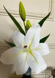 Blooming Floret Attractive Artificial Lily Stick for Home Decor/Office Decor/Party Decor/Gifting | 1 Flower Head in White Color | 14 inch Short &