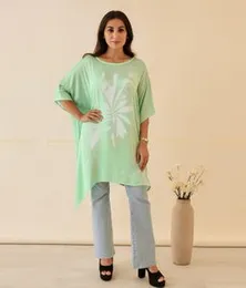 Mint Blue with white Silk Batik Kaftan
