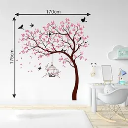 Rawpockets Tree with Birds and Cage Self Adhesive Wall Sticker (Pink) (FROM INDIA FAAZ)