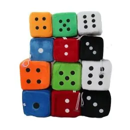 Car hanging toy custom fuzzy sponge foam dice wholesale colorful stuffed soft toy plush dice keychain-1 PCS