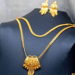 Gold Plated 3.5MM Bismark Chain Set with Praweena Earrings, Pendant & Bracelet for Ladies and Girls