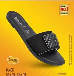 Walkaroo Soft Cushion Black Thong Sandal