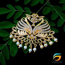 22kt Gold plated Big Hansa puttuwa Pendant With White Stone.