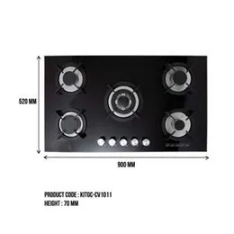 BL GLASS SQ 5 BURNER GAS COOKER CV-1011 VIMATE