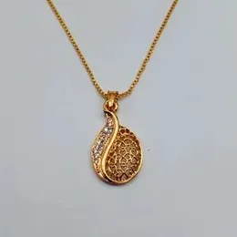 Gold Plated 1mm Box Chain With Vermeil Style Filigree Drop Pendant  For Women.