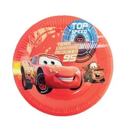10 Pcs Cars Movie Theme Paper Plates, Paper Cups & Paper Tissues for Birthday Parties - Disney Cars Lightning McQueen