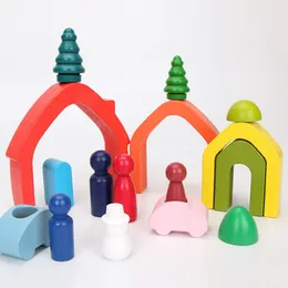 Wooden Blocks Rainbow Stacker Toys For Kids Creative Wooden Building Blocks Set For Kids Educational Toys For Children Toys.