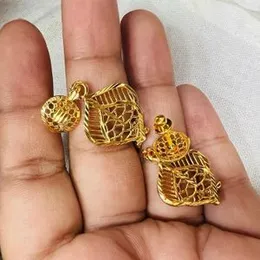 Gold Plated Leaf Design New Fashion Hanging Earrings for Ladies & Women