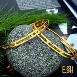 Gold Plated Stylish Thin Bangles with Stone for Women & Girls