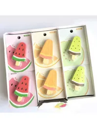 Hot Selling Custom Cute Fruit Design Borradores Colorful Popsocle Ice Cream Shape 2D Pencil Eraser Set.