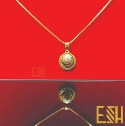 ESH Gold Plated Guaranteed 1MM Thin Stylish Box Chain with Magic Moon Stone Pendant