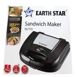 Earth Star Electric Sandwich Maker | Non-Stick Plates & Quick Cooking