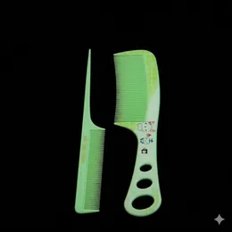 Maker Cartoon Image Kids Hair Straightener Brush Dyeing Rat Tail Comb Set for Girls - Green 1set