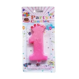 6 Inch Number One Birthday Candle - Number 1 Giant Candle - Blue / Pink / Gold / Silver