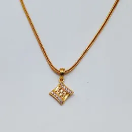 Gold Plated Fox Chain With Box Design with White Stone Stylish Rich Look Pendant For Women.